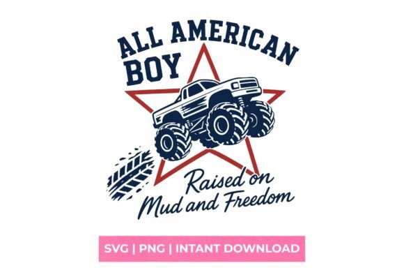 All American Boy Monster Truck SVG for Graphics & T-Shirt Designs