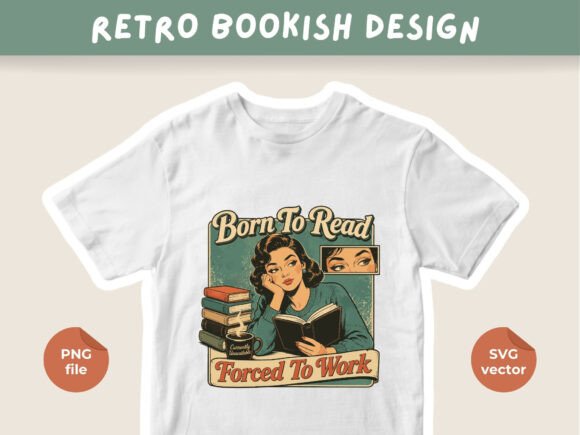 Retro Book Lover PNG: Graphics for T-Shirt Designs