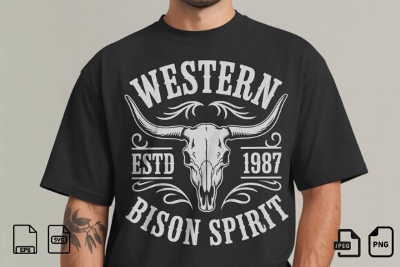 Western Bison Spirit: Vintage Graphics & T-Shirt Designs